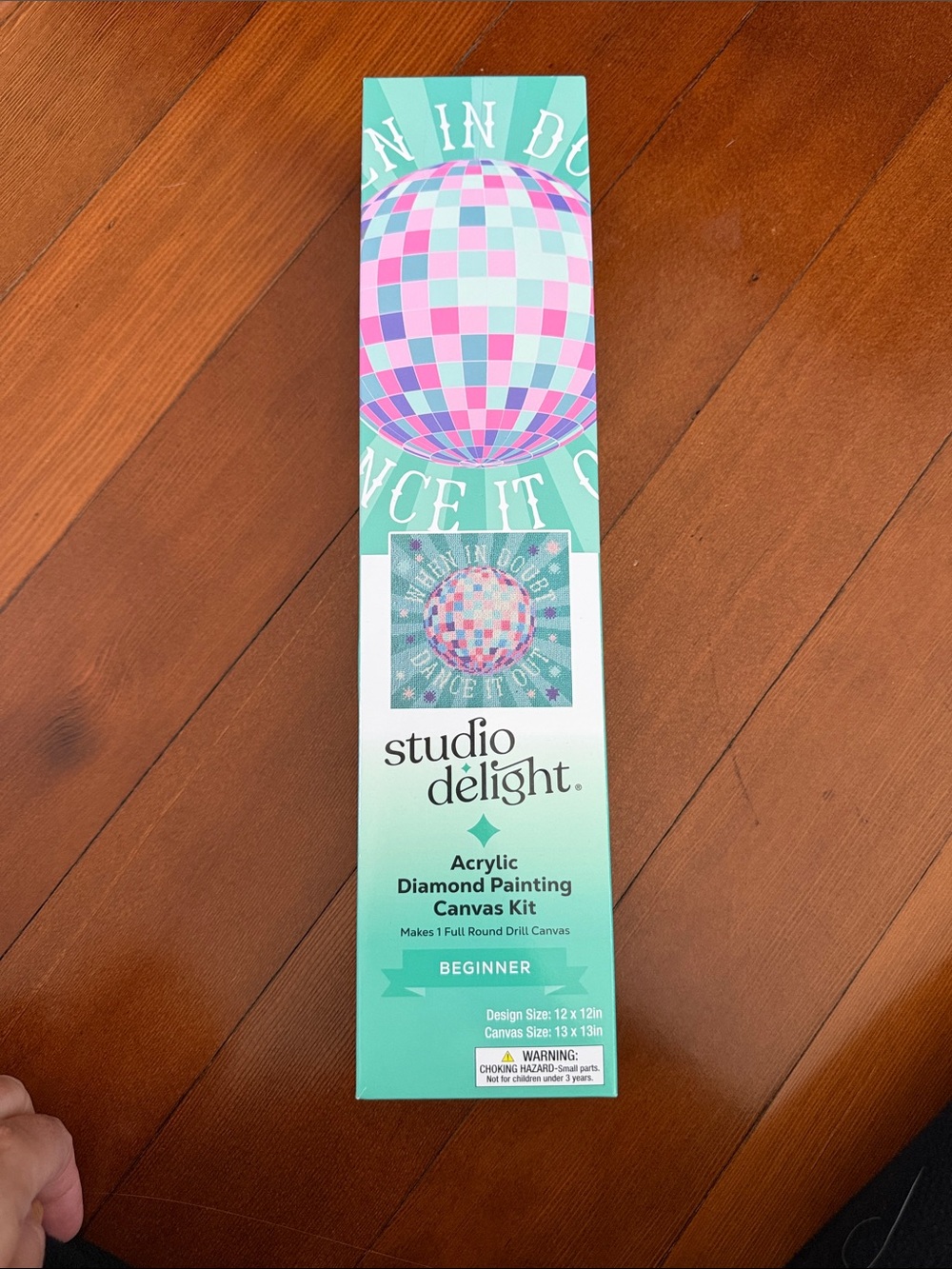 Studio Delight Acrylic Diamond Painting Canvas Kit - Teal & Pastel Disco Ball